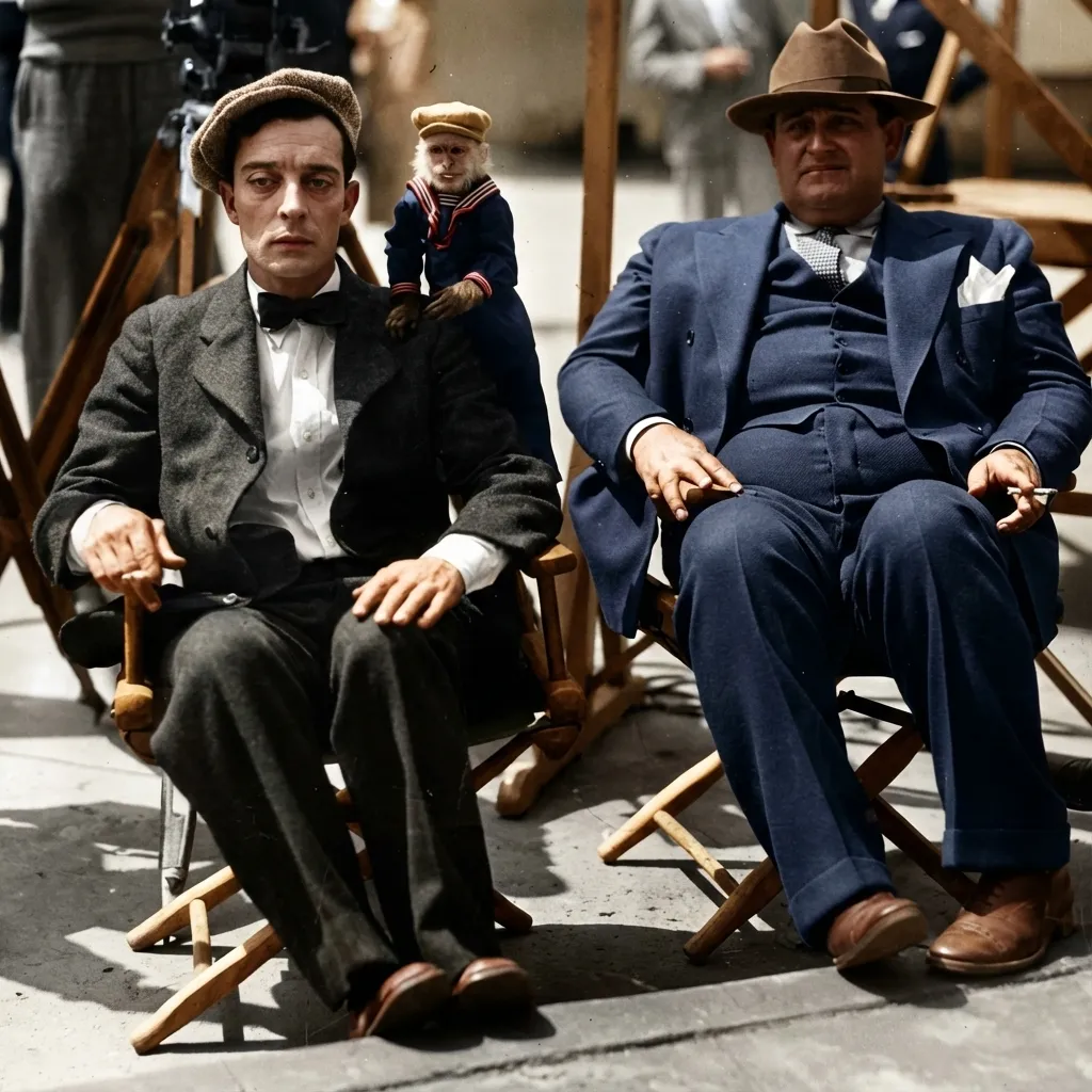 Buster Keaton with the monkey in The Cameraman