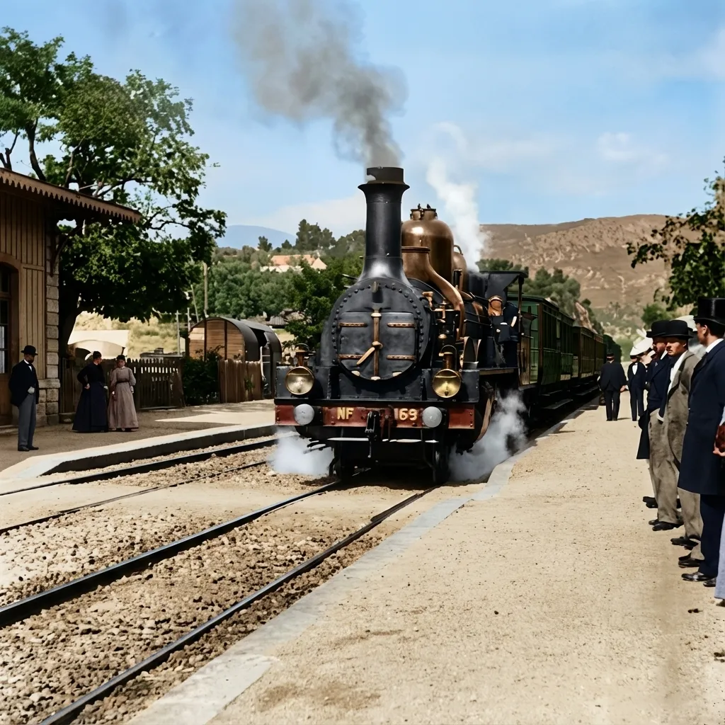 A train arriving at a station