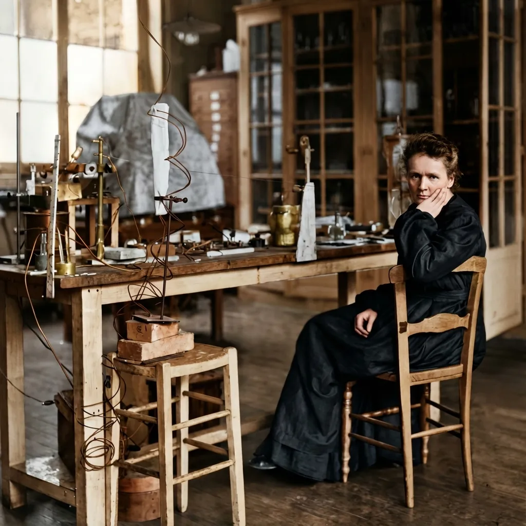 Marie Curie in her laboratory